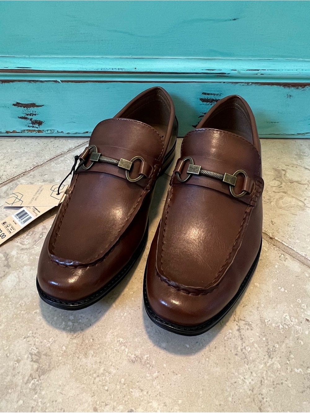 Madden NYC Gunner Slip On Loafers Men's Cognac Brown W/Metal Accent Size 7